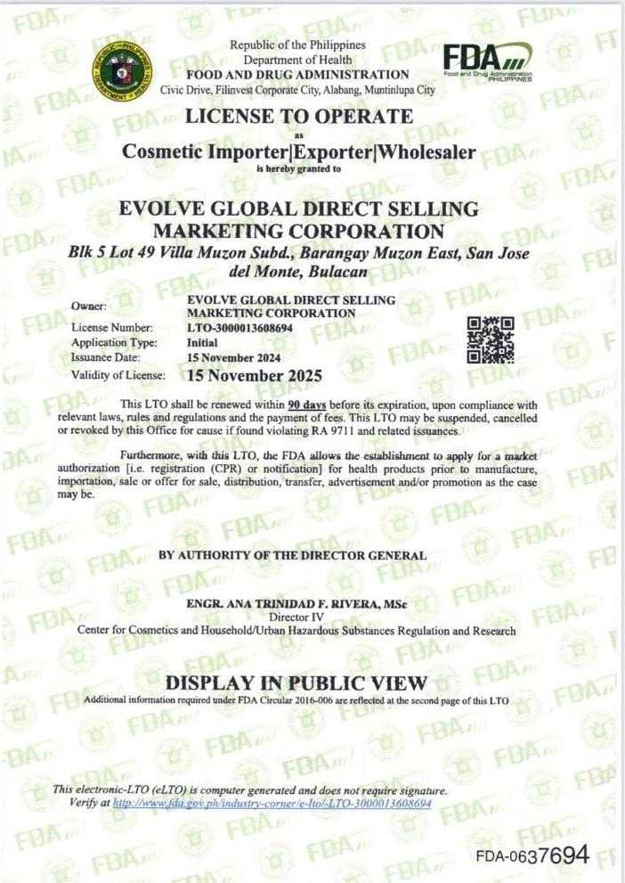 FDA Cosmetic License